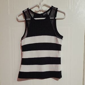 Bardot Black and White Mesh Sleeveless Top US 6
